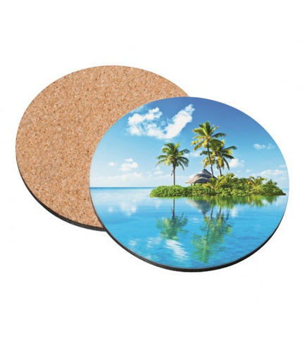 coaster round hardboard with cork x4